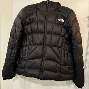 Black the north face puffer zipper jacket